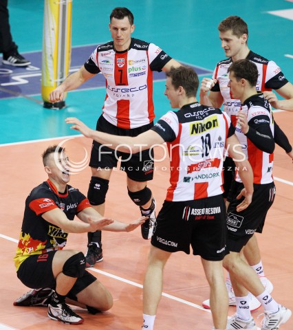  18.01.2014 RZESZOW <br />SIATKOWKA PLUS LIGA 2013/2014 MEN VOLLEYBALL POLAND POLISH PLUSLIGA LEAGUE SEASON 2013/2014 <br />MECZ ASSECO RESOVIA RZESZOW - PGE SKRA BELCHATOW <br />N/Z KRZYSZTOF IGNACZAK ALEH ACHREM OLIEG AKHREM PIOTR NOWAKOWSKI JOCHEN SCHOPS RADOSC EMOCJE <br /> 