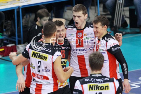  18.01.2014 RZESZOW <br />SIATKOWKA PLUS LIGA 2013/2014 MEN VOLLEYBALL POLAND POLISH PLUSLIGA LEAGUE SEASON 2013/2014 <br />MECZ ASSECO RESOVIA RZESZOW - PGE SKRA BELCHATOW <br />N/Z KRZYSZTOF IGNACZAK PIOTR NOWAKOWSKI LUKAS TICHACEK RADOSC EMOCJE <br /> 