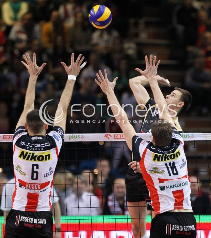  18.01.2014 RZESZOW <br />SIATKOWKA PLUS LIGA 2013/2014 MEN VOLLEYBALL POLAND POLISH PLUSLIGA LEAGUE SEASON 2013/2014 <br />MECZ ASSECO RESOVIA RZESZOW - PGE SKRA BELCHATOW <br />N/Z MARIUSZ WLAZLY GRZEGORZ KOSOK JOCHEN SCHOPS <br /> 