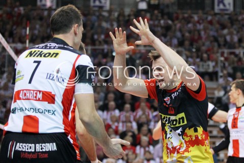  18.01.2014 RZESZOW <br />SIATKOWKA PLUS LIGA 2013/2014 MEN VOLLEYBALL POLAND POLISH PLUSLIGA LEAGUE SEASON 2013/2014 <br />MECZ ASSECO RESOVIA RZESZOW - PGE SKRA BELCHATOW <br />N/Z KRZYSZTOF IGNACZAK ALEH ACHREM OLIEG AKHREM RADOSC EMOCJE <br /> 