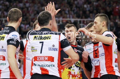  18.01.2014 RZESZOW <br />SIATKOWKA PLUS LIGA 2013/2014 MEN VOLLEYBALL POLAND POLISH PLUSLIGA LEAGUE SEASON 2013/2014 <br />MECZ ASSECO RESOVIA RZESZOW - PGE SKRA BELCHATOW <br />N/Z KRZYSZTOF IGNACZAK PAUL LOTMAN LUKAS TICHACEK RADOSC EMOCJE <br /> 