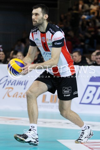  29.01.2014 RZESZOW <br />SIATKOWKA PLUS LIGA 2013/2014 MEN VOLLEYBALL POLAND POLISH PLUSLIGA LEAGUE SEASON 2013/2014 <br />MECZ ASSECO RESOVIA RZESZOW - EFFECTOR KIELCE<br />N/Z GRZEGORZ KOSOK SYLWETKA <br /> 
