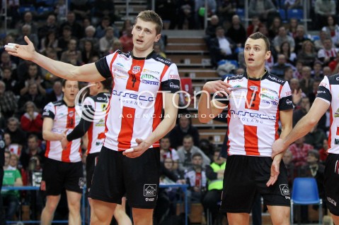  29.01.2014 RZESZOW <br />SIATKOWKA PLUS LIGA 2013/2014 MEN VOLLEYBALL POLAND POLISH PLUSLIGA LEAGUE SEASON 2013/2014 <br />MECZ ASSECO RESOVIA RZESZOW - EFFECTOR KIELCE<br />N/Z PIOTR NOWAKOWSKI PAUL LOTMAN <br /> 