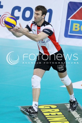  29.01.2014 RZESZOW <br />SIATKOWKA PLUS LIGA 2013/2014 MEN VOLLEYBALL POLAND POLISH PLUSLIGA LEAGUE SEASON 2013/2014 <br />MECZ ASSECO RESOVIA RZESZOW - EFFECTOR KIELCE<br />N/Z PETER VERES SYLWETKA <br /> 