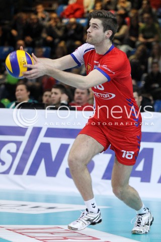  29.01.2014 RZESZOW <br />SIATKOWKA PLUS LIGA 2013/2014 MEN VOLLEYBALL POLAND POLISH PLUSLIGA LEAGUE SEASON 2013/2014 <br />MECZ ASSECO RESOVIA RZESZOW - EFFECTOR KIELCE<br />N/Z DAWID DRYJA SYLWETKA <br /> 