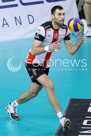  29.01.2014 RZESZOW <br />SIATKOWKA PLUS LIGA 2013/2014 MEN VOLLEYBALL POLAND POLISH PLUSLIGA LEAGUE SEASON 2013/2014 <br />MECZ ASSECO RESOVIA RZESZOW - EFFECTOR KIELCE<br />N/Z GRZEGORZ KOSOK SYLWETKA <br /> 