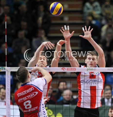  29.01.2014 RZESZOW <br />SIATKOWKA PLUS LIGA 2013/2014 MEN VOLLEYBALL POLAND POLISH PLUSLIGA LEAGUE SEASON 2013/2014 <br />MECZ ASSECO RESOVIA RZESZOW - EFFECTOR KIELCE<br />N/Z JOCHEN SCHOPS PIOTR NOWAKOWSKI ADRIAN STASZEWSKI <br /> 