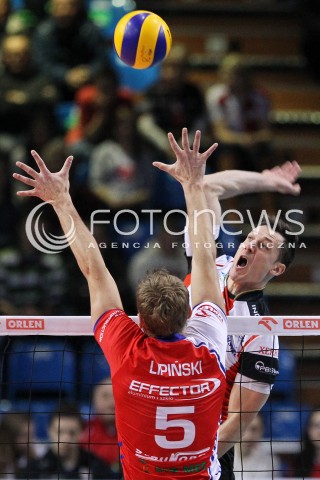  29.01.2014 RZESZOW <br />SIATKOWKA PLUS LIGA 2013/2014 MEN VOLLEYBALL POLAND POLISH PLUSLIGA LEAGUE SEASON 2013/2014 <br />MECZ ASSECO RESOVIA RZESZOW - EFFECTOR KIELCE<br />N/Z ALEH ACHREM OLIEG AKHREM PIOTR LIPINSKI <br /> 