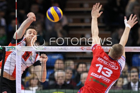  29.01.2014 RZESZOW <br />SIATKOWKA PLUS LIGA 2013/2014 MEN VOLLEYBALL POLAND POLISH PLUSLIGA LEAGUE SEASON 2013/2014 <br />MECZ ASSECO RESOVIA RZESZOW - EFFECTOR KIELCE<br />N/Z JOCHEN SCHOPS ADRIAN BUCHOWSKI <br /> 
