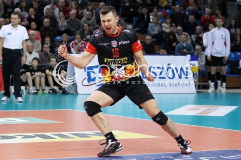  29.01.2014 RZESZOW <br />SIATKOWKA PLUS LIGA 2013/2014 MEN VOLLEYBALL POLAND POLISH PLUSLIGA LEAGUE SEASON 2013/2014 <br />MECZ ASSECO RESOVIA RZESZOW - EFFECTOR KIELCE<br />N/Z KRZYSZTOF IGNACZAK RADOSC EMOCJE SYLWETKA <br /> 