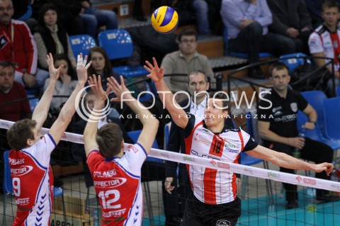  29.01.2014 RZESZOW <br />SIATKOWKA PLUS LIGA 2013/2014 MEN VOLLEYBALL POLAND POLISH PLUSLIGA LEAGUE SEASON 2013/2014 <br />MECZ ASSECO RESOVIA RZESZOW - EFFECTOR KIELCE<br />N/Z JOCHEN SCHOPS LUKASZ POLANSKI CRISTIAN POGLAJEN <br /> 
