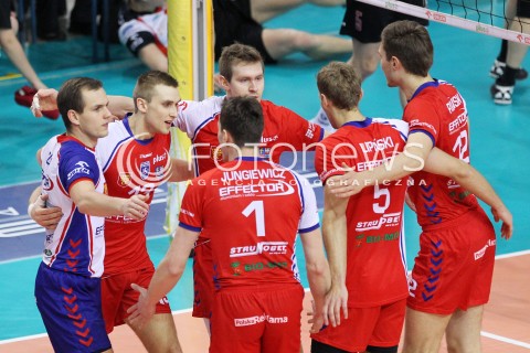  29.01.2014 RZESZOW <br />SIATKOWKA PLUS LIGA 2013/2014 MEN VOLLEYBALL POLAND POLISH PLUSLIGA LEAGUE SEASON 2013/2014 <br />MECZ ASSECO RESOVIA RZESZOW - EFFECTOR KIELCE<br />N/Z ADRIAN BUCHOWSKI SLAWOMIR JUNGIEWICZ PIOTR LIPINSKI LUKASZ POLANSKI RADOSC EMOCJE <br /> 