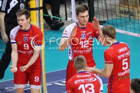  29.01.2014 RZESZOW <br />SIATKOWKA PLUS LIGA 2013/2014 MEN VOLLEYBALL POLAND POLISH PLUSLIGA LEAGUE SEASON 2013/2014 <br />MECZ ASSECO RESOVIA RZESZOW - EFFECTOR KIELCE<br />N/Z CRISTIAN POGLAJEN LUKASZ POLANSKI PIOTR LIPINSKI RADOSC EMOCJE <br /> 