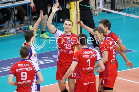  29.01.2014 RZESZOW <br />SIATKOWKA PLUS LIGA 2013/2014 MEN VOLLEYBALL POLAND POLISH PLUSLIGA LEAGUE SEASON 2013/2014 <br />MECZ ASSECO RESOVIA RZESZOW - EFFECTOR KIELCE<br />N/Z ADRIAN BUCHOWSKI PIOTR LIPINSKI RADOSC EMOCJE <br /> 