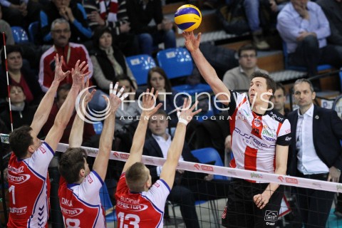  29.01.2014 RZESZOW <br />SIATKOWKA PLUS LIGA 2013/2014 MEN VOLLEYBALL POLAND POLISH PLUSLIGA LEAGUE SEASON 2013/2014 <br />MECZ ASSECO RESOVIA RZESZOW - EFFECTOR KIELCE<br />N/Z JOCHEN SCHOPS ADRIAN BUCHOWSKI SLAWOMIR JUNGIEWICZ DAWID DRYJA <br /> 