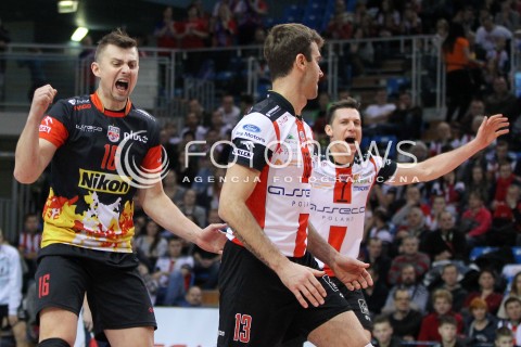  29.01.2014 RZESZOW <br />SIATKOWKA PLUS LIGA 2013/2014 MEN VOLLEYBALL POLAND POLISH PLUSLIGA LEAGUE SEASON 2013/2014 <br />MECZ ASSECO RESOVIA RZESZOW - EFFECTOR KIELCE<br />N/Z KRZYSZTOF IGNACZAK OLIEG ACHREM ALEH AKHREM RADOSC EMOCJE <br /> 