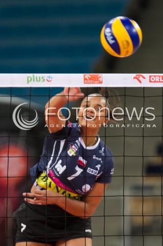  03.02.2014 LODZ SIATKOWKA ORLEN LIGA SEZON 2013/2014 VOLLEYBALL POLISH SEASON BEEF MASTER BUDOWLANI LODZ - TAURON MKS DABROWA GORNICZA N/Z WELISSA DE SOUZA GONZAGA SASSA SYLWETKA  