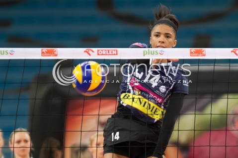  03.02.2014 LODZ SIATKOWKA ORLEN LIGA SEZON 2013/2014 VOLLEYBALL POLISH SEASON BEEF MASTER BUDOWLANI LODZ - TAURON MKS DABROWA GORNICZA N/Z RACHAEL ADAMS SYLWETKA  