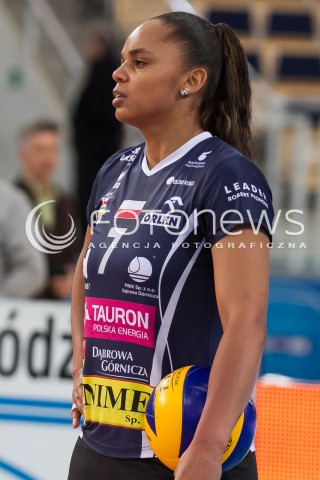  03.02.2014 LODZ SIATKOWKA ORLEN LIGA SEZON 2013/2014 VOLLEYBALL POLISH SEASON BEEF MASTER BUDOWLANI LODZ - TAURON MKS DABROWA GORNICZA N/Z WELISSA DE SOUZA GONZAGA SASSA SYLWETKA  