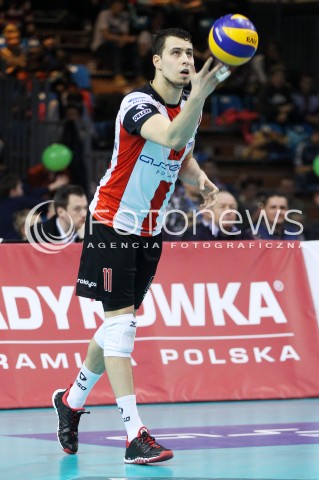  08.02.2014 RZESZOW <br />SIATKOWKA PLUS LIGA 2013/2014 MEN VOLLEYBALL POLAND POLISH PLUSLIGA LEAGUE SEASON 2013/2014 <br />MECZ ASSECO RESOVIA RZESZOW - AZS CZESTOCHOWA<br />N/Z FABIAN DRZYZGA SYLWETKA <br /> 