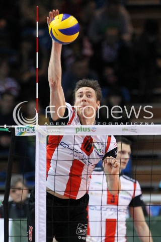  08.02.2014 RZESZOW <br />SIATKOWKA PLUS LIGA 2013/2014 MEN VOLLEYBALL POLAND POLISH PLUSLIGA LEAGUE SEASON 2013/2014 <br />MECZ ASSECO RESOVIA RZESZOW - AZS CZESTOCHOWA<br />N/Z JOCHEN SCHOPS SYLWETKA ATAK<br /> 