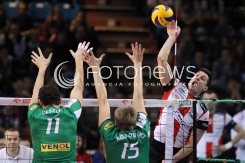  08.02.2014 RZESZOW <br />SIATKOWKA PLUS LIGA 2013/2014 MEN VOLLEYBALL POLAND POLISH PLUSLIGA LEAGUE SEASON 2013/2014 <br />MECZ ASSECO RESOVIA RZESZOW - AZS CZESTOCHOWA<br />N/Z OLIEG ACHREM ALEH AKHREM JAKUB VESELY MICHAL KOZLOWSKI <br /> 
