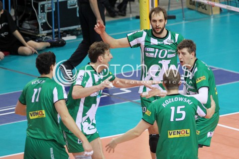  08.02.2014 RZESZOW <br />SIATKOWKA PLUS LIGA 2013/2014 MEN VOLLEYBALL POLAND POLISH PLUSLIGA LEAGUE SEASON 2013/2014 <br />MECZ ASSECO RESOVIA RZESZOW - AZS CZESTOCHOWA<br />N/Z MILOSZ HEBDA  KRZYSZTOF KAZMIERCZAK DAWID MUREK RADOSC EMOCJE <br /> 