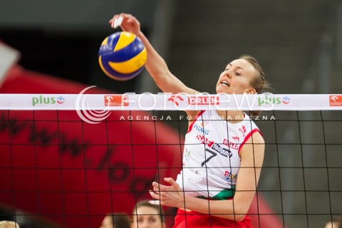  11.02.2014 LODZ SIATKOWKA ENEA CUP PUCHAR POLSKI 2013/2014 VOLLEYBALL POLISH SEASON BEEF MASTER BUDOWLANI LODZ - PGNIG NAFTA PILA N/Z ANNA KUDAKOVA SYLWETKA   