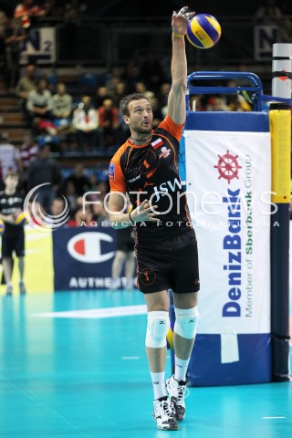  11.02.2014 RZESZOW POLAND <br />SIATKOWKA LIGA MISTRZOW MEN CEV VOLLEYBALL CHAMPIONS LEAGUE 2013/2014 MATCH<br />ASSECO RESOVIA -  JASTRZEBSKI WEGIEL <br />N/Z MICHAL LASKO SYLWETKA <br /> 