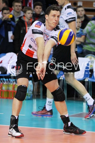  11.02.2014 RZESZOW POLAND <br />SIATKOWKA LIGA MISTRZOW MEN CEV VOLLEYBALL CHAMPIONS LEAGUE 2013/2014 MATCH<br />ASSECO RESOVIA -  JASTRZEBSKI WEGIEL <br />N/Z ALEH ACHREM OLIEG AKHREM SYLWETKA <br /> 
