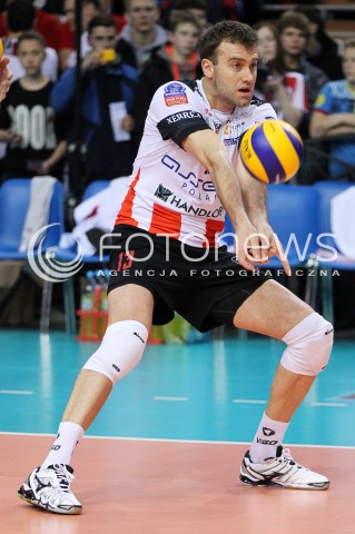  11.02.2014 RZESZOW POLAND <br />SIATKOWKA LIGA MISTRZOW MEN CEV VOLLEYBALL CHAMPIONS LEAGUE 2013/2014 MATCH<br />ASSECO RESOVIA -  JASTRZEBSKI WEGIEL <br />N/Z PETER VERES SYLWETKA <br /> 