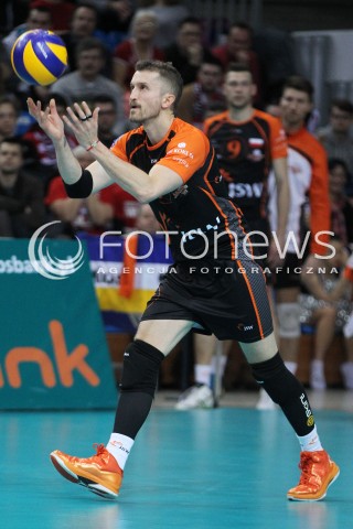  11.02.2014 RZESZOW POLAND <br />SIATKOWKA LIGA MISTRZOW MEN CEV VOLLEYBALL CHAMPIONS LEAGUE 2013/2014 MATCH<br />ASSECO RESOVIA -  JASTRZEBSKI WEGIEL <br />N/Z MICHAL MASNY SYLWETKA <br /> 