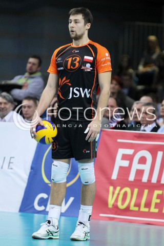  11.02.2014 RZESZOW POLAND <br />SIATKOWKA LIGA MISTRZOW MEN CEV VOLLEYBALL CHAMPIONS LEAGUE 2013/2014 MATCH<br />ASSECO RESOVIA -  JASTRZEBSKI WEGIEL <br />N/Z MICHAL KUBIAK SYLWETKA <br /> 
