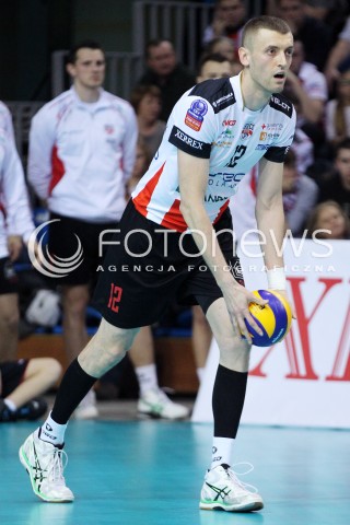  11.02.2014 RZESZOW POLAND <br />SIATKOWKA LIGA MISTRZOW MEN CEV VOLLEYBALL CHAMPIONS LEAGUE 2013/2014 MATCH<br />ASSECO RESOVIA -  JASTRZEBSKI WEGIEL <br />N/Z LUKASZ PERLOWSKI SYLWETKA <br /> 