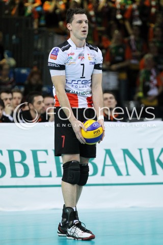  11.02.2014 RZESZOW POLAND <br />SIATKOWKA LIGA MISTRZOW MEN CEV VOLLEYBALL CHAMPIONS LEAGUE 2013/2014 MATCH<br />ASSECO RESOVIA -  JASTRZEBSKI WEGIEL <br />N/Z ALEH ACHREM OLIEG AKHREM SYLWETKA <br /> 