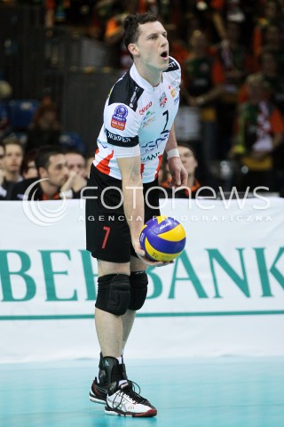  11.02.2014 RZESZOW POLAND <br />SIATKOWKA LIGA MISTRZOW MEN CEV VOLLEYBALL CHAMPIONS LEAGUE 2013/2014 MATCH<br />ASSECO RESOVIA -  JASTRZEBSKI WEGIEL <br />N/Z ALEH ACHREM OLIEG AKHREM SYLWETKA <br /> 