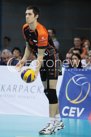  11.02.2014 RZESZOW POLAND <br />SIATKOWKA LIGA MISTRZOW MEN CEV VOLLEYBALL CHAMPIONS LEAGUE 2013/2014 MATCH<br />ASSECO RESOVIA -  JASTRZEBSKI WEGIEL <br />N/Z MATEUSZ MALINOWSKI SYLWETKA <br /> 