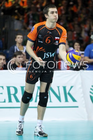  11.02.2014 RZESZOW POLAND <br />SIATKOWKA LIGA MISTRZOW MEN CEV VOLLEYBALL CHAMPIONS LEAGUE 2013/2014 MATCH<br />ASSECO RESOVIA -  JASTRZEBSKI WEGIEL <br />N/Z MATEUSZ MALINOWSKI SYLWETKA <br /> 