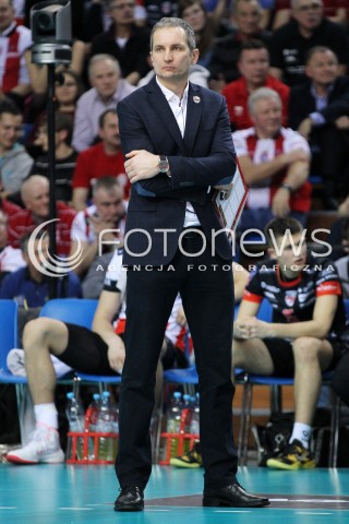  11.02.2014 RZESZOW POLAND <br />SIATKOWKA LIGA MISTRZOW MEN CEV VOLLEYBALL CHAMPIONS LEAGUE 2013/2014 MATCH<br />ASSECO RESOVIA -  JASTRZEBSKI WEGIEL <br />N/Z ANDRZEJ KOWAL TRENER ( HEAD COACH ) SYLWETKA <br /> 
