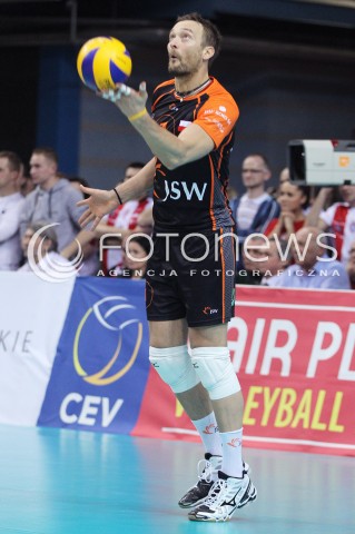  11.02.2014 RZESZOW POLAND <br />SIATKOWKA LIGA MISTRZOW MEN CEV VOLLEYBALL CHAMPIONS LEAGUE 2013/2014 MATCH<br />ASSECO RESOVIA -  JASTRZEBSKI WEGIEL <br />N/Z MICHAL LASKO SYLWETKA <br /> 