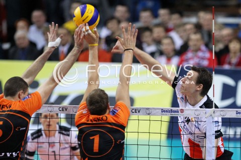  11.02.2014 RZESZOW POLAND <br />SIATKOWKA LIGA MISTRZOW MEN CEV VOLLEYBALL CHAMPIONS LEAGUE 2013/2014 MATCH<br />ASSECO RESOVIA -  JASTRZEBSKI WEGIEL <br />N/Z MICHAL FILIP MICHAL LASKO <br /> 