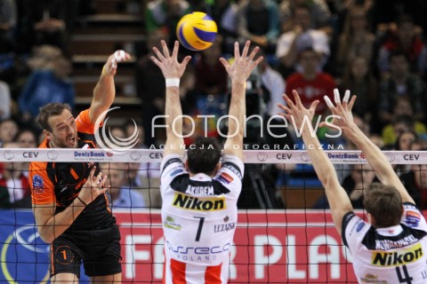  11.02.2014 RZESZOW POLAND <br />SIATKOWKA LIGA MISTRZOW MEN CEV VOLLEYBALL CHAMPIONS LEAGUE 2013/2014 MATCH<br />ASSECO RESOVIA -  JASTRZEBSKI WEGIEL <br />N/Z MICHAL LASKO DAWID KONARSKI PIOTR NOWAKOWSKI <br /> 