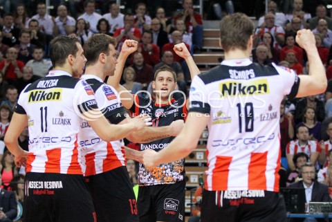  11.02.2014 RZESZOW POLAND <br />SIATKOWKA LIGA MISTRZOW MEN CEV VOLLEYBALL CHAMPIONS LEAGUE 2013/2014 MATCH<br />ASSECO RESOVIA -  JASTRZEBSKI WEGIEL <br />N/Z NIKOLAY PENCHEV PENCZEV RADOSC EMOCJE <br /> 