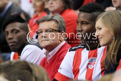  11.02.2014 RZESZOW POLAND <br />SIATKOWKA LIGA MISTRZOW MEN CEV VOLLEYBALL CHAMPIONS LEAGUE 2013/2014 MATCH<br />ASSECO RESOVIA -  JASTRZEBSKI WEGIEL <br />N/Z SIATKARZE WILFREDO LEON I YOANDRY DIAZ ORAZ MENEDZER ANDRZEJ GRZYB<br /> 