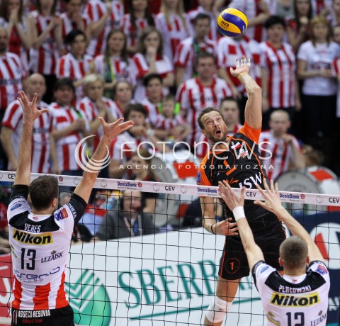  11.02.2014 RZESZOW POLAND <br />SIATKOWKA LIGA MISTRZOW MEN CEV VOLLEYBALL CHAMPIONS LEAGUE 2013/2014 MATCH<br />ASSECO RESOVIA -  JASTRZEBSKI WEGIEL <br />N/Z MICHAL LASKO PETER VERES <br /> 