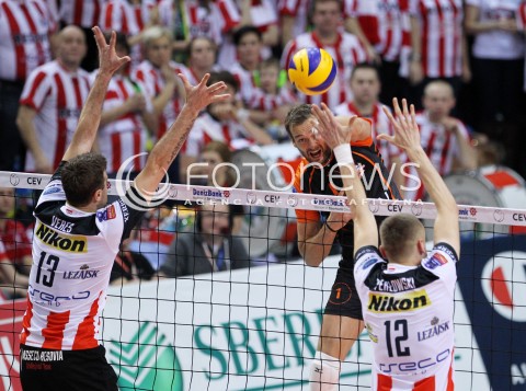  11.02.2014 RZESZOW POLAND <br />SIATKOWKA LIGA MISTRZOW MEN CEV VOLLEYBALL CHAMPIONS LEAGUE 2013/2014 MATCH<br />ASSECO RESOVIA -  JASTRZEBSKI WEGIEL <br />N/Z MICHAL LASKO PETER VERES LUKASZ PERLOWSKI <br /> 