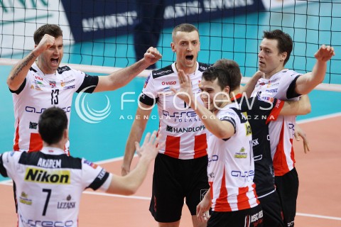  11.02.2014 RZESZOW POLAND <br />SIATKOWKA LIGA MISTRZOW MEN CEV VOLLEYBALL CHAMPIONS LEAGUE 2013/2014 MATCH<br />ASSECO RESOVIA -  JASTRZEBSKI WEGIEL <br />N/Z LUKASZ PERLOWSKI PETER VERES FABIAN DRZYZGA JOCHEN SCHOPS RADOSC EMOCJE <br /> 