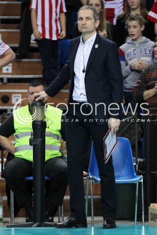 11.02.2014 RZESZOW POLAND <br />SIATKOWKA LIGA MISTRZOW MEN CEV VOLLEYBALL CHAMPIONS LEAGUE 2013/2014 MATCH<br />ASSECO RESOVIA -  JASTRZEBSKI WEGIEL <br />N/Z ANDRZEJ KOWAL TRENER ( HEAD COACH ) SYLWETKA <br /> 