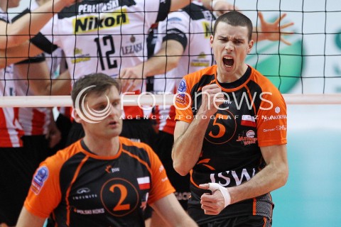  11.02.2014 RZESZOW POLAND <br />SIATKOWKA LIGA MISTRZOW MEN CEV VOLLEYBALL CHAMPIONS LEAGUE 2013/2014 MATCH<br />ASSECO RESOVIA -  JASTRZEBSKI WEGIEL <br />N/Z ALEN PAJENK KRZYSZTOF GIERCZYNSKI RADOSC EMOCJE <br /> 