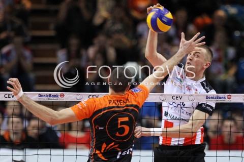  11.02.2014 RZESZOW POLAND <br />SIATKOWKA LIGA MISTRZOW MEN CEV VOLLEYBALL CHAMPIONS LEAGUE 2013/2014 MATCH<br />ASSECO RESOVIA -  JASTRZEBSKI WEGIEL <br />N/Z LUKASZ PERLOWSKI ALEN PAJENK <br /> 